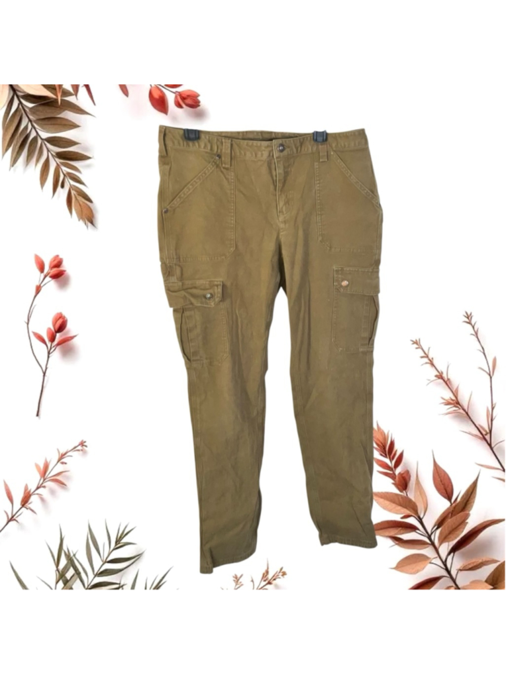 Duluth Trading Co Curvesetter Waistband Khaki Utillity Cargo Pants 35” Waist